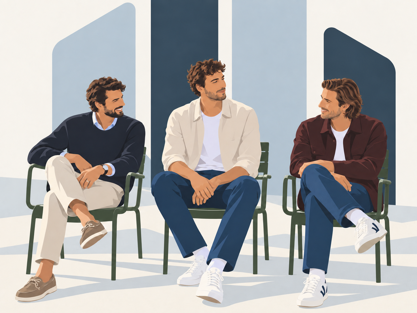 Timothée Badie, Théodore Lalanne and Gaspard Bidot seated together